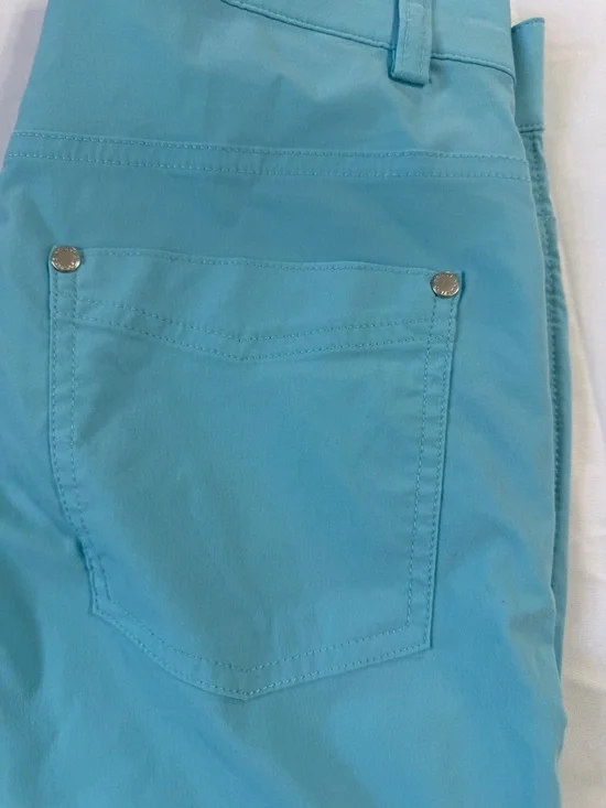 Golfino Golfcore Aqua Blue Cropped Pants Stretch Ruched Hem Athleisure Preppy - Picture 2 of 11